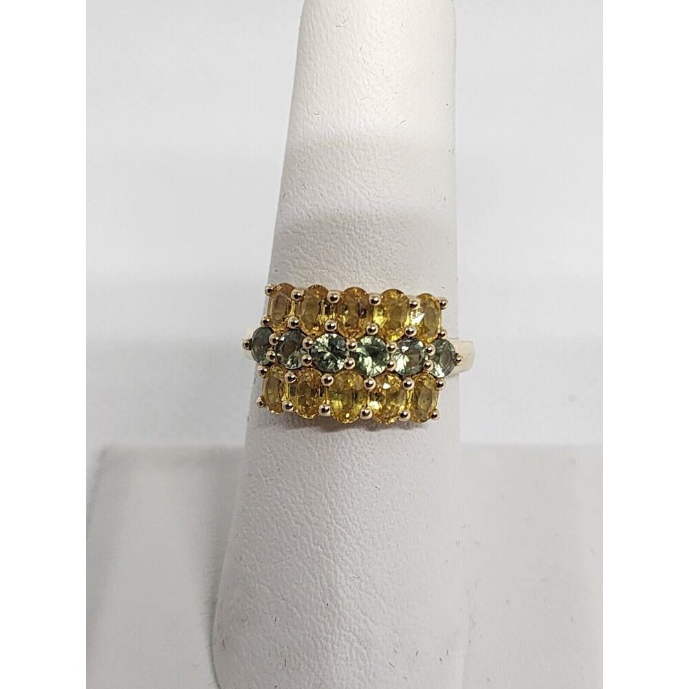 10K Yellow Gold Citrine & Aquamarine Ring Size 6